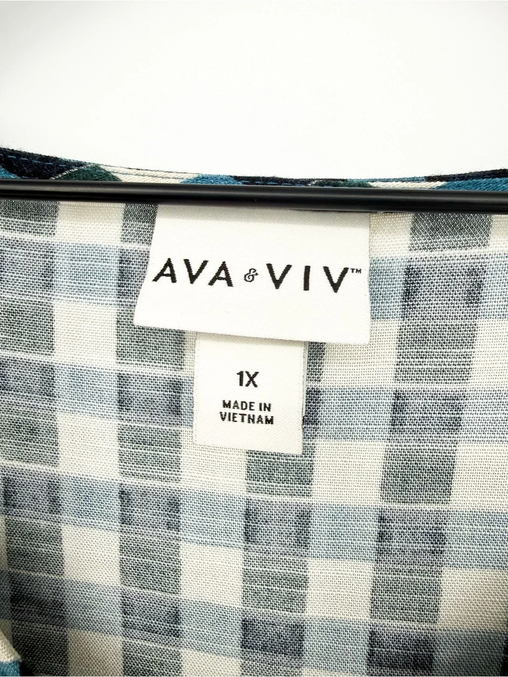 Ava & Viv Plaid Tiered Mini Dress Flutter Sleeves Green Blue 1X - Picture 6 of 8